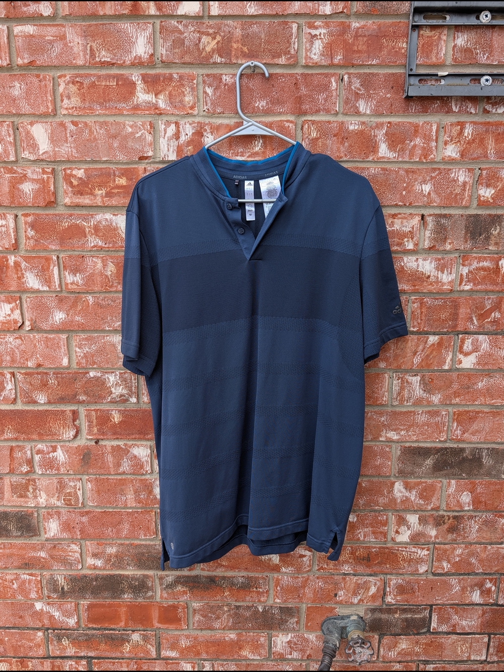 adidas Navy Short-Sleeve Henley Polo